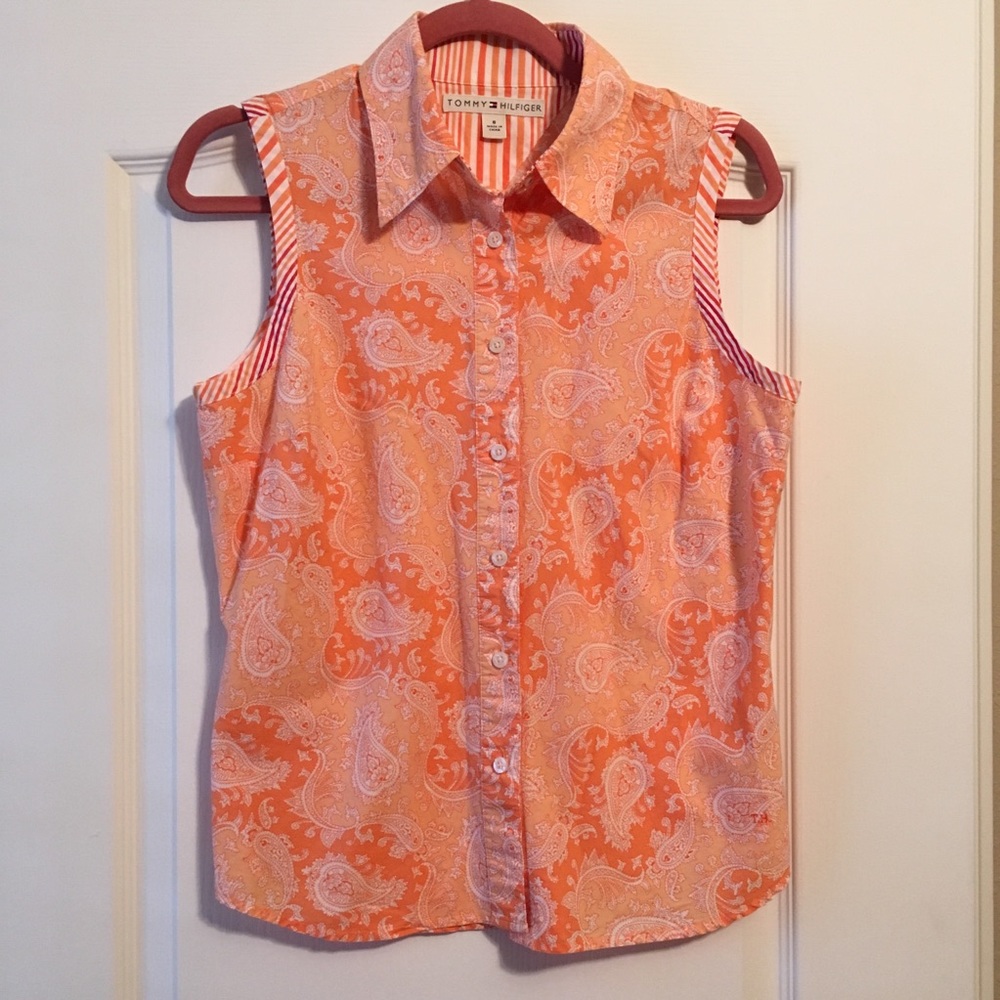 Tommy Hilfiger Button Down Sleeveless Blouse